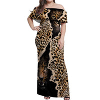 Africa Leopard Skin Pattern Off Shoulder Maxi Dress Version 02 - Wonder Print Shop