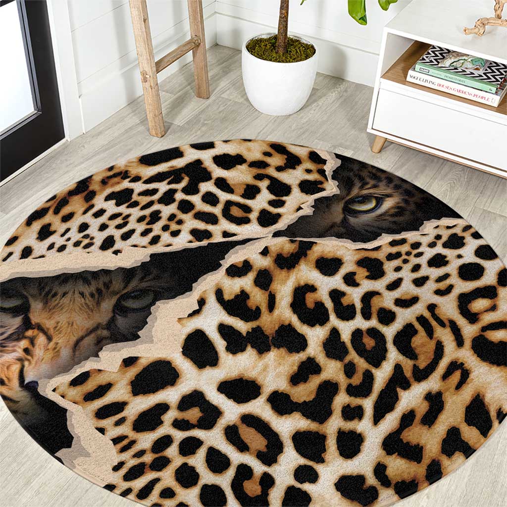 Africa Leopard Skin Pattern Round Carpet Version 02