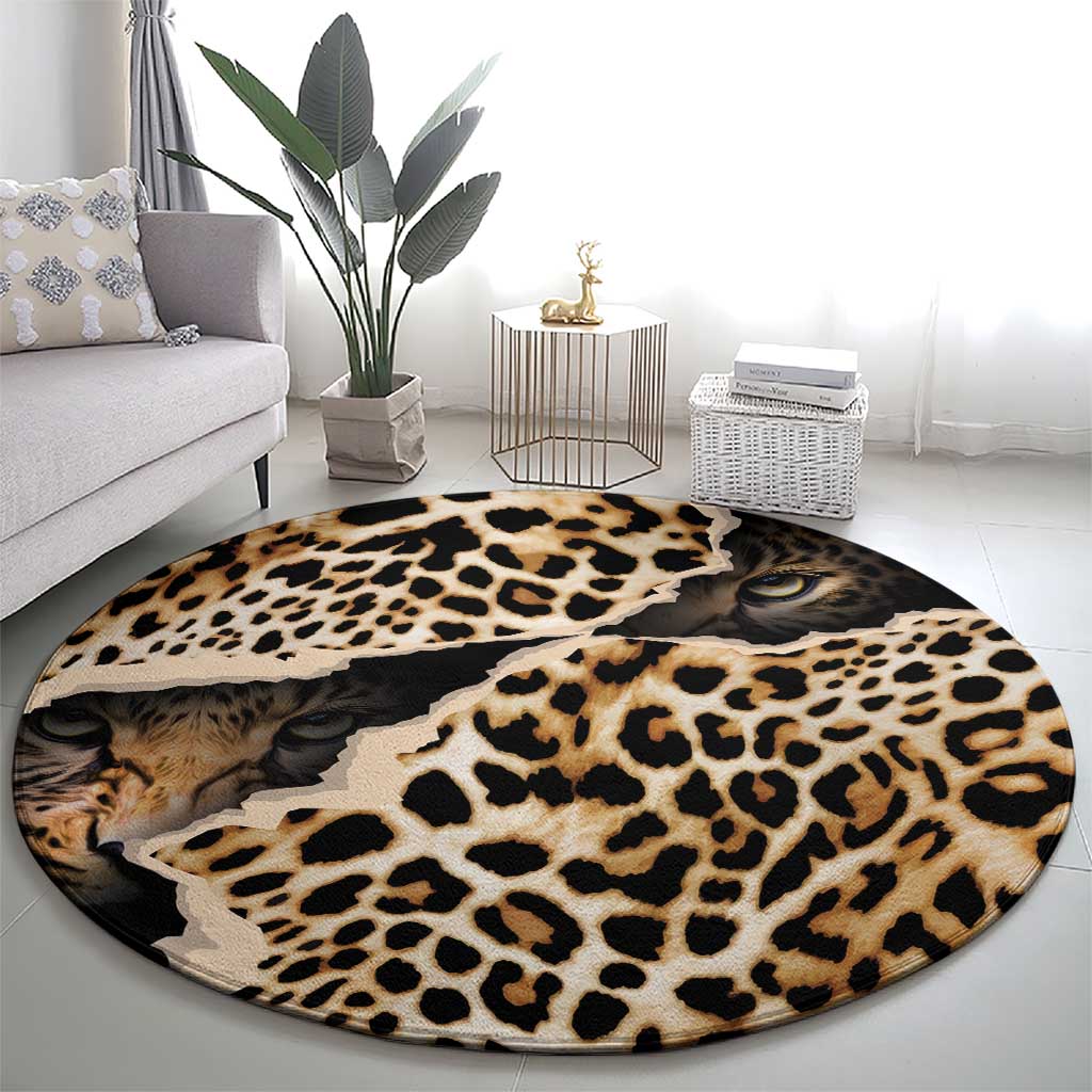 Africa Leopard Skin Pattern Round Carpet Version 02