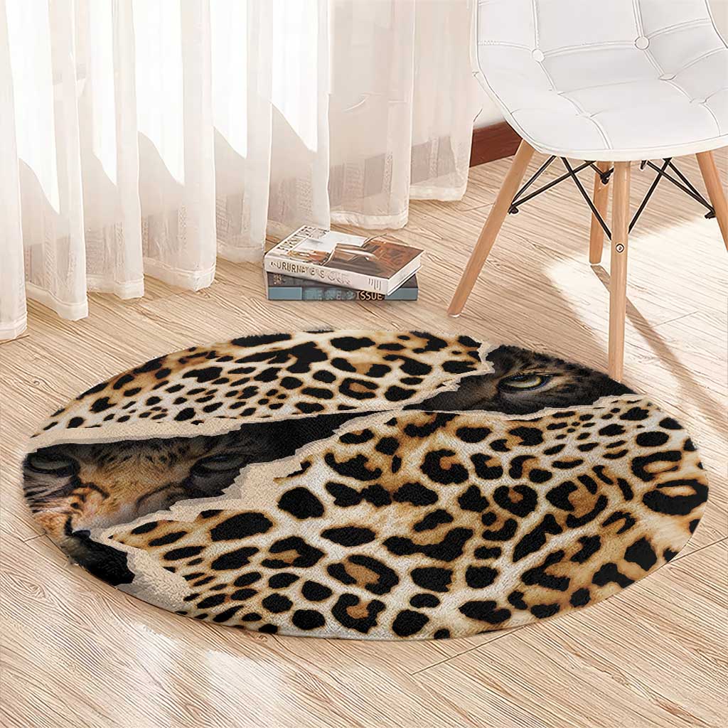 Africa Leopard Skin Pattern Round Carpet Version 02