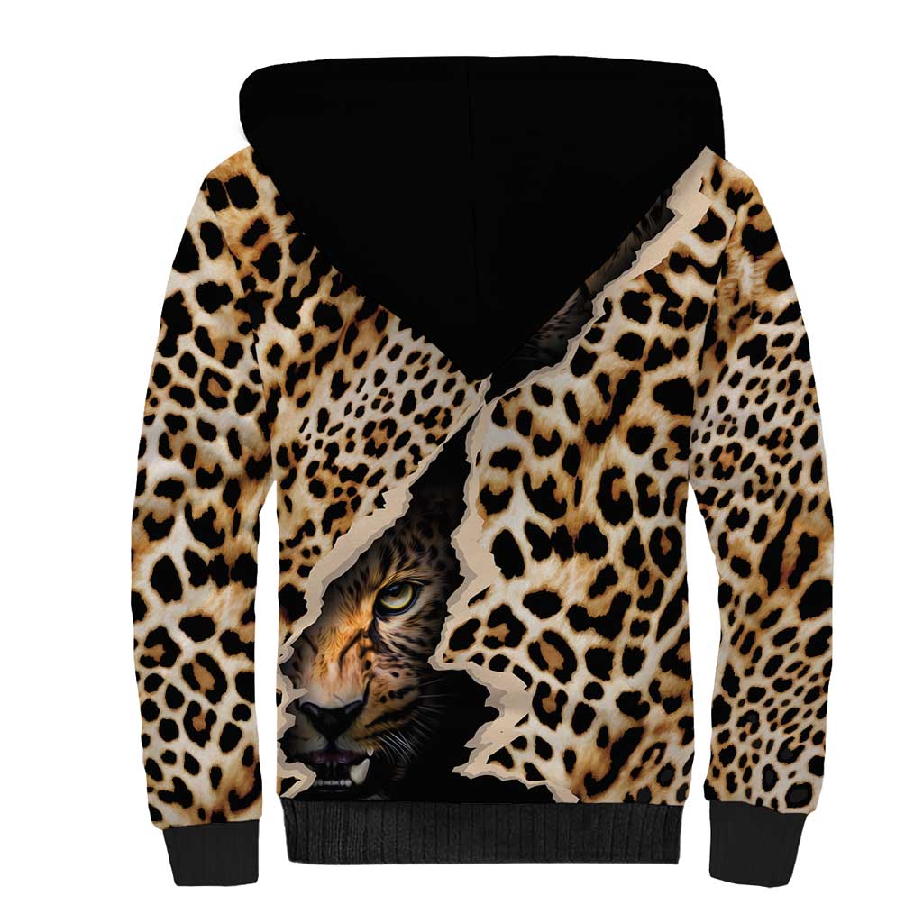 Africa Leopard Skin Pattern Sherpa Hoodie Version 02 - Wonder Print Shop