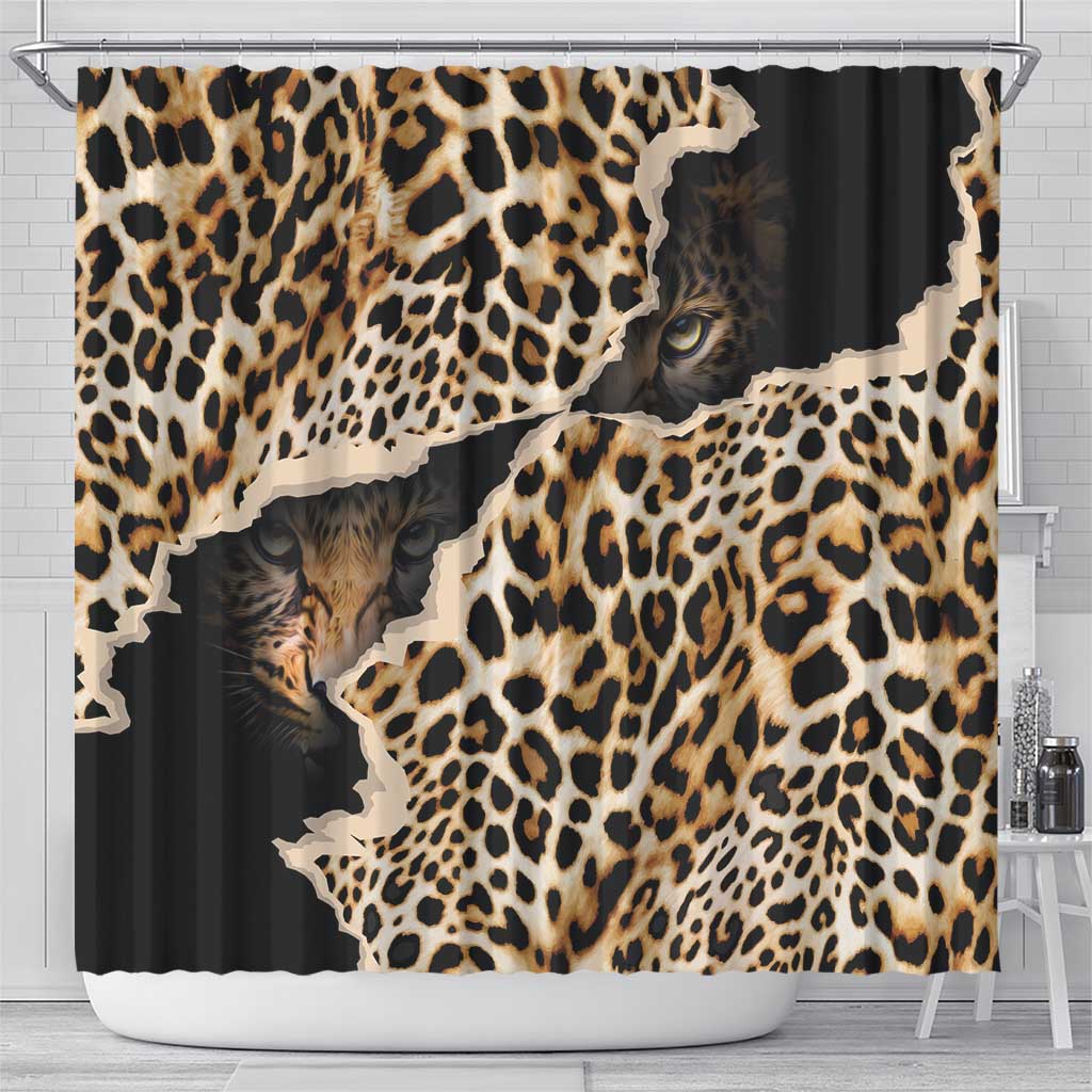 Africa Leopard Skin Pattern Shower Curtain Version 02