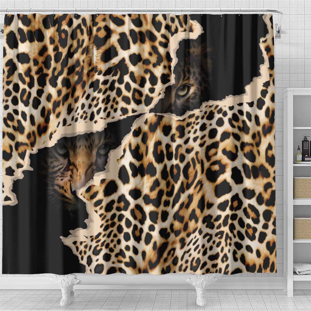 Africa Leopard Skin Pattern Shower Curtain Version 02