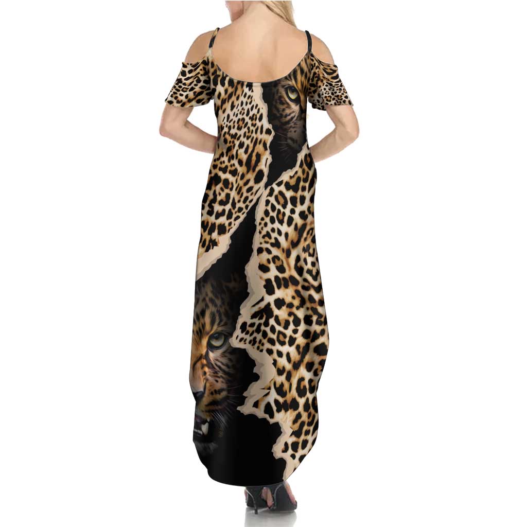 Africa Leopard Skin Pattern Summer Maxi Dress Version 02 - Wonder Print Shop