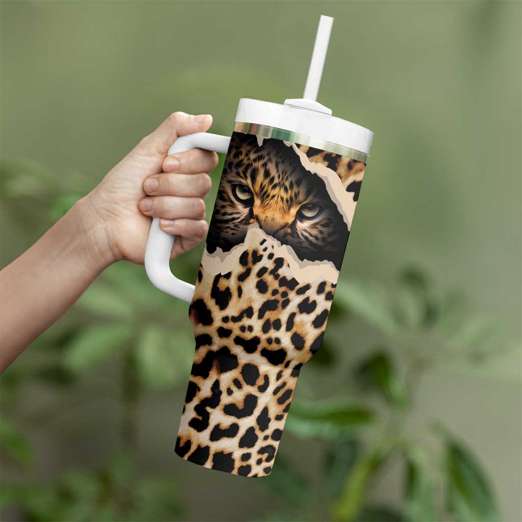 Africa Leopard Skin Pattern Tumbler With Handle Version 02 - Wonder Print Shop