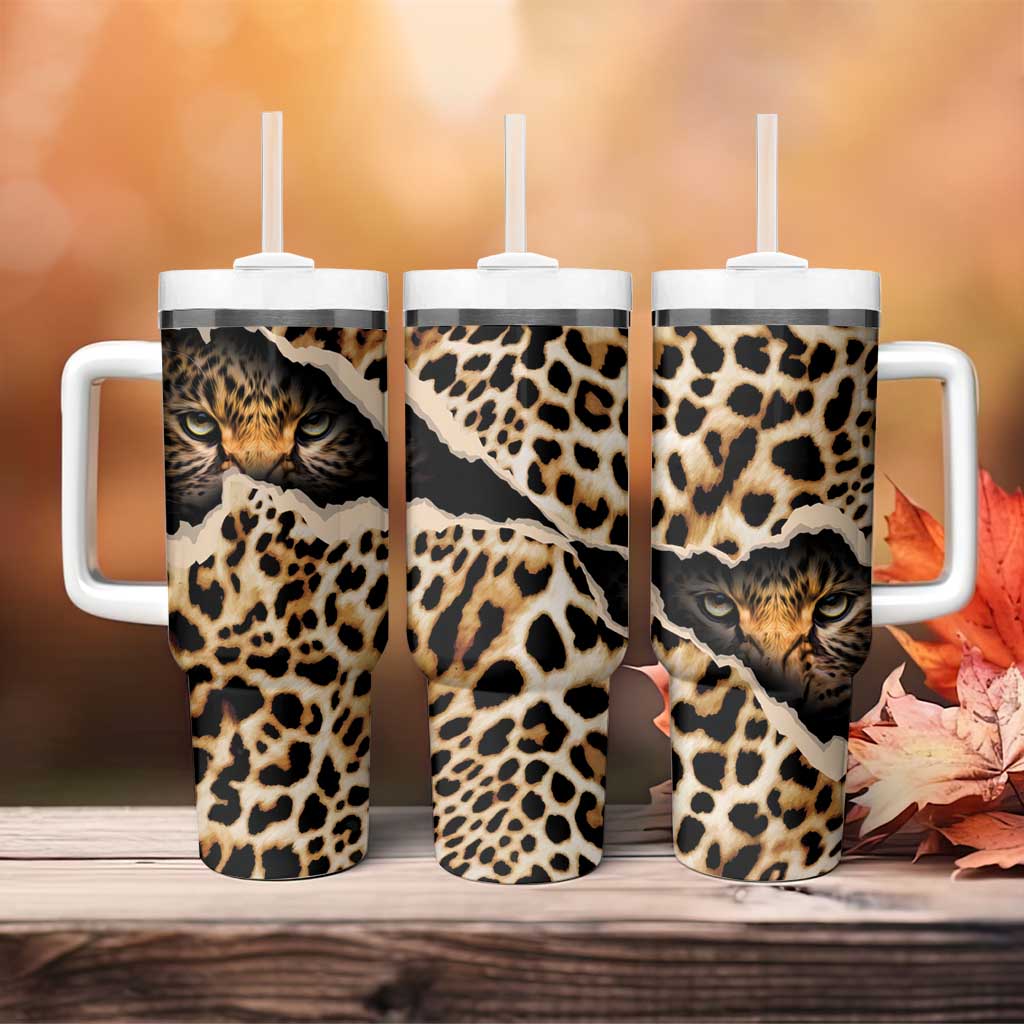 Africa Leopard Skin Pattern Tumbler With Handle Version 02 - Wonder Print Shop