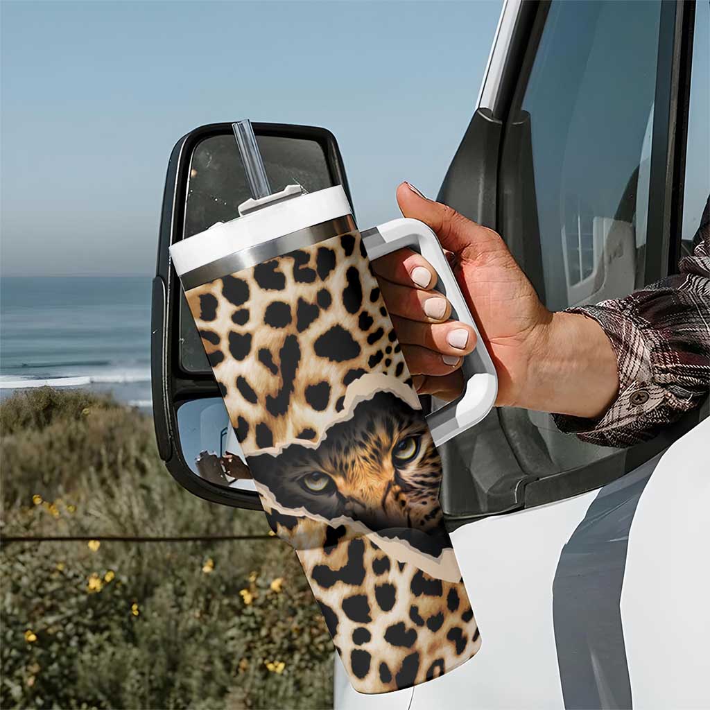 Africa Leopard Skin Pattern Tumbler With Handle Version 02 - Wonder Print Shop
