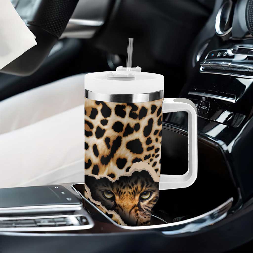 Africa Leopard Skin Pattern Tumbler With Handle Version 02 - Wonder Print Shop