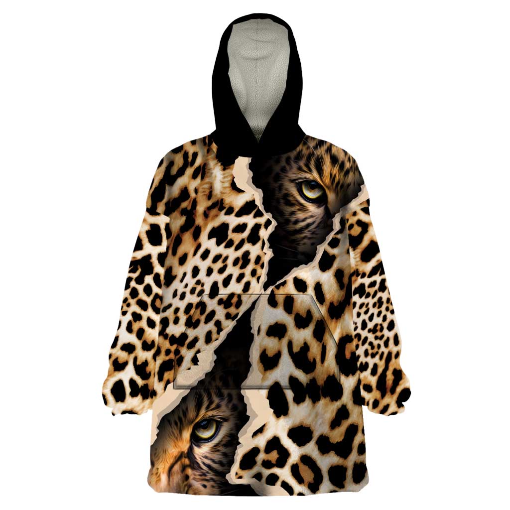 Africa Leopard Skin Pattern Wearable Blanket Hoodie Version 02 - Wonder Print Shop