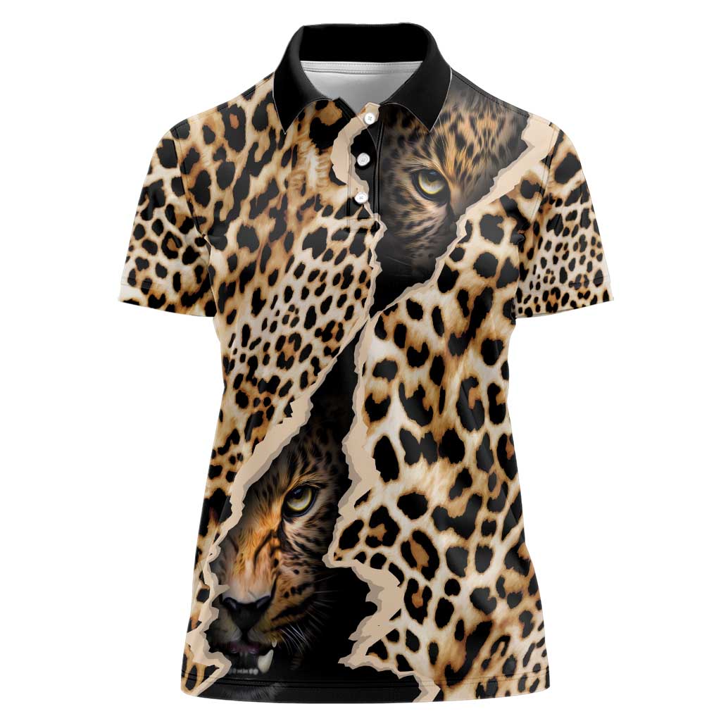 Africa Leopard Skin Pattern Women Polo Shirt Version 02 - Wonder Print Shop