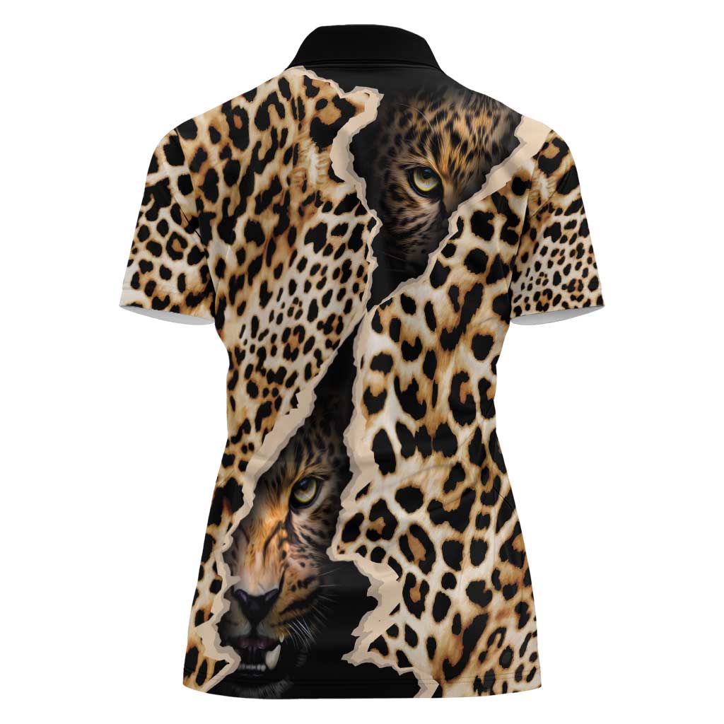 Africa Leopard Skin Pattern Women Polo Shirt Version 02 - Wonder Print Shop