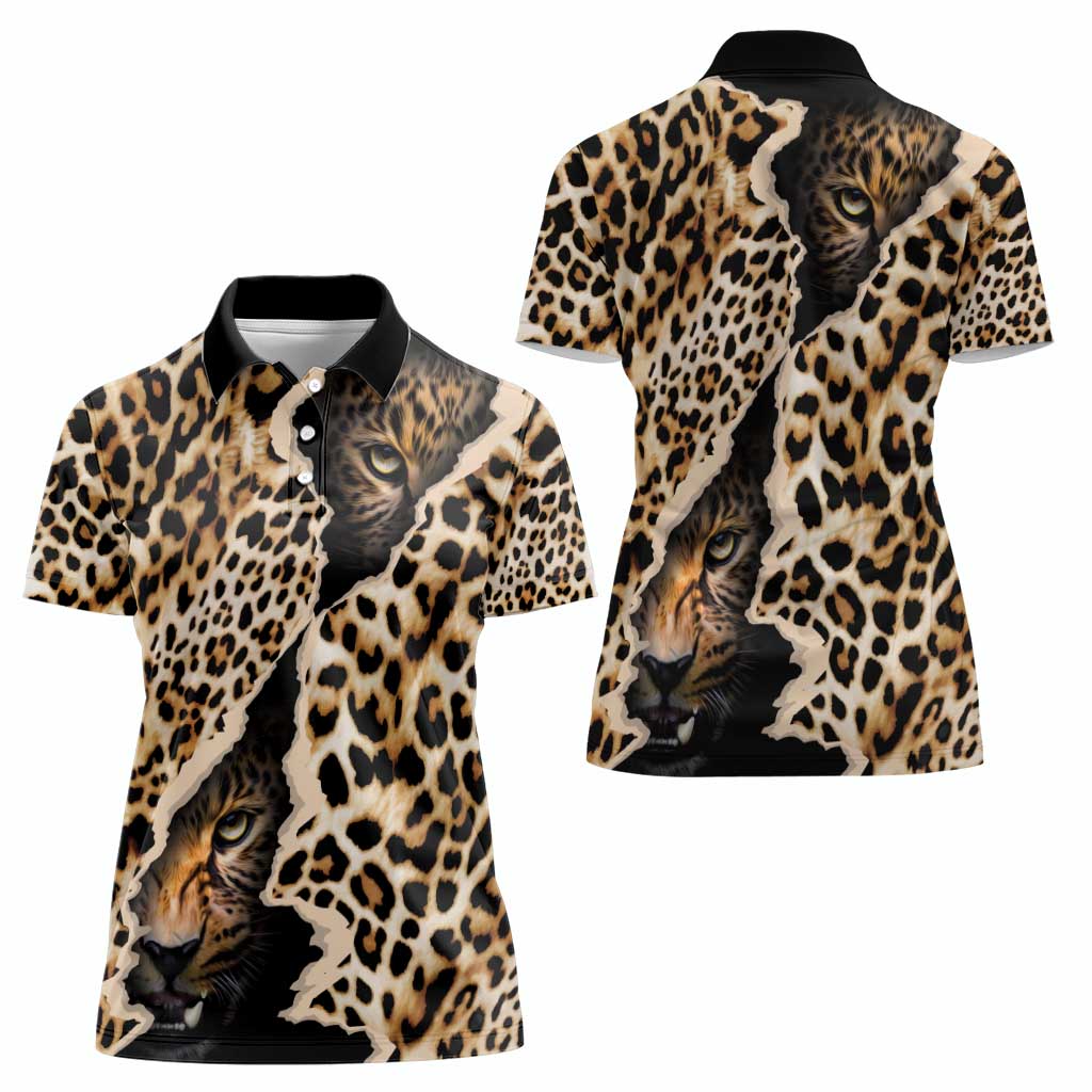 Africa Leopard Skin Pattern Women Polo Shirt Version 02 - Wonder Print Shop