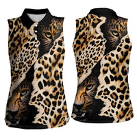 Africa Leopard Skin Pattern Women Sleeveless Polo Shirt Version 02 - Wonder Print Shop