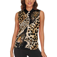 Africa Leopard Skin Pattern Women Sleeveless Polo Shirt Version 02 - Wonder Print Shop