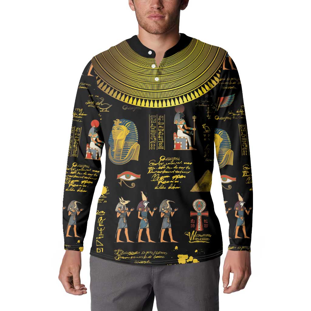 Ancient Egypt and Hieroglyphs Button Sweatshirt LT9 - Wonder Print Shop