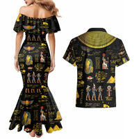 Ancient Egypt and Hieroglyphs Couples Matching Mermaid Dress and Hawaiian Shirt LT9 - Wonder Print Shop