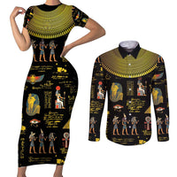 Ancient Egypt and Hieroglyphs Couples Matching Short Sleeve Bodycon Dress and Long Sleeve Button Shirt LT9 - Wonder Print Shop