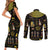 Ancient Egypt and Hieroglyphs Couples Matching Short Sleeve Bodycon Dress and Long Sleeve Button Shirt LT9 - Wonder Print Shop