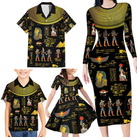 Ancient Egypt and Hieroglyphs Family Matching Long Sleeve Bodycon Dress and Hawaiian Shirt LT9 - Wonder Print Shop