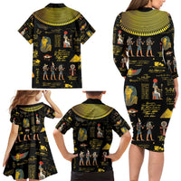 Ancient Egypt and Hieroglyphs Family Matching Long Sleeve Bodycon Dress and Hawaiian Shirt LT9 - Wonder Print Shop