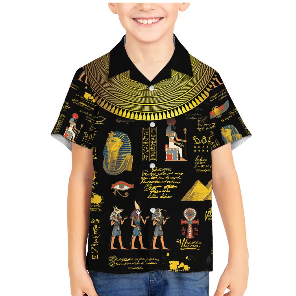 Ancient Egypt and Hieroglyphs Family Matching Mermaid Dress and Hawaiian Shirt LT9 - Wonder Print Shop