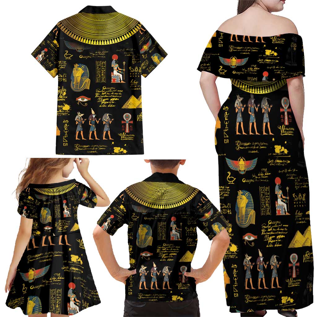 Ancient Egypt and Hieroglyphs Family Matching Off Shoulder Maxi Dress and Hawaiian Shirt LT9 - Wonder Print Shop