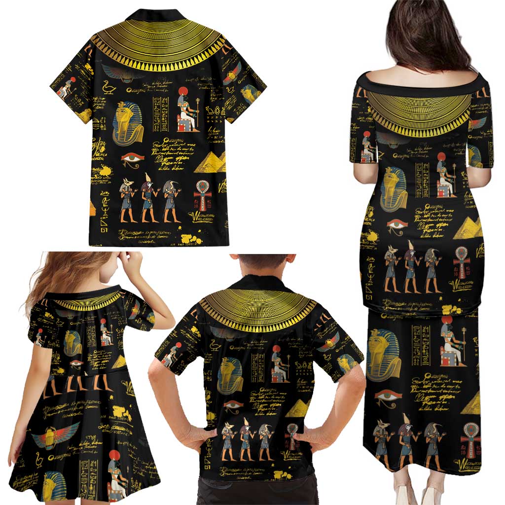 Ancient Egypt and Hieroglyphs Family Matching Puletasi and Hawaiian Shirt - Wonder Print Shop