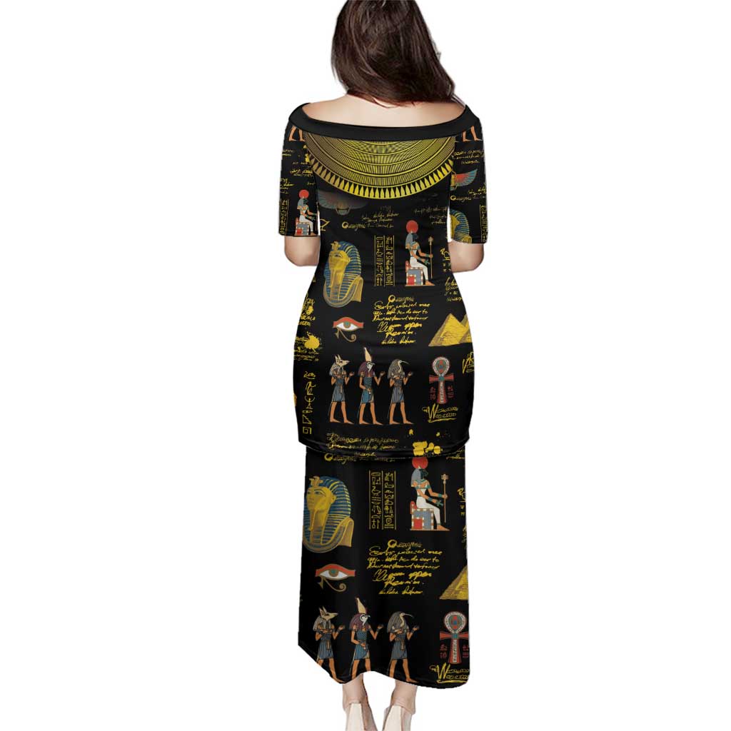 Ancient Egypt and Hieroglyphs Family Matching Puletasi and Hawaiian Shirt - Wonder Print Shop