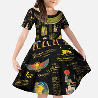 Ancient Egypt and Hieroglyphs Family Matching Short Sleeve Bodycon Dress and Hawaiian Shirt - Wonder Print Shop