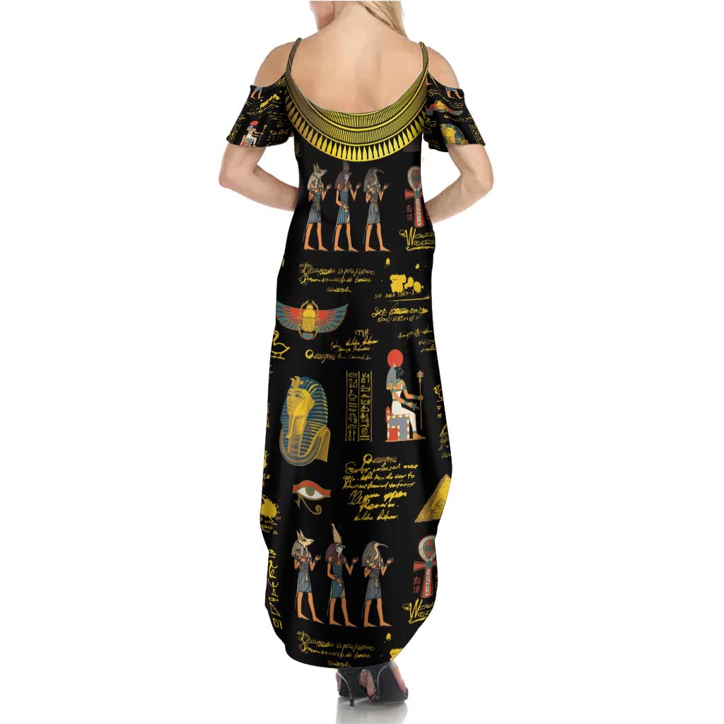 Ancient Egypt and Hieroglyphs Family Matching Summer Maxi Dress and Hawaiian Shirt - Wonder Print Shop