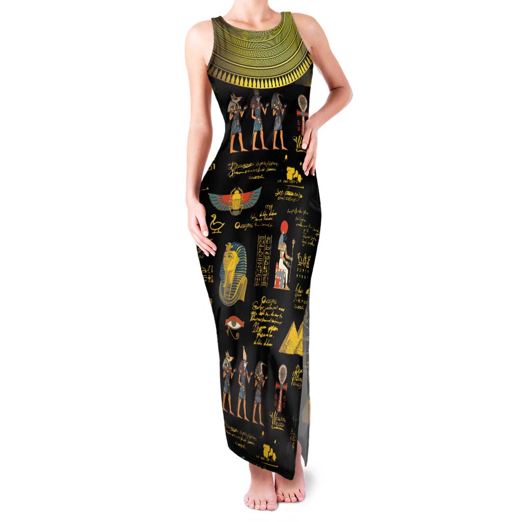 Ancient Egypt and Hieroglyphs Family Matching Tank Maxi Dress and Hawaiian Shirt - Wonder Print Shop