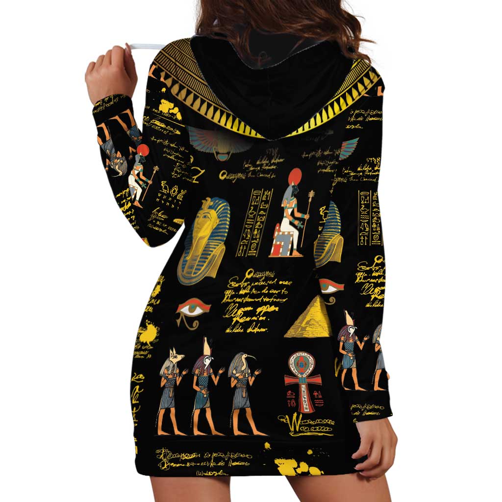 Ancient Egypt and Hieroglyphs Hoodie Dress - Wonder Print Shop
