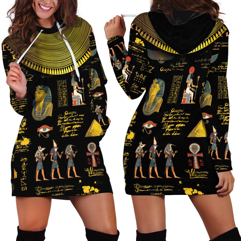 Ancient Egypt and Hieroglyphs Hoodie Dress - Wonder Print Shop
