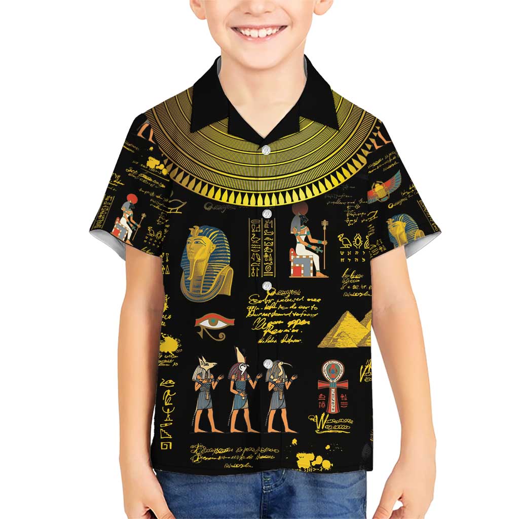 Ancient Egypt and Hieroglyphs Kid Hawaiian Shirt - Wonder Print Shop