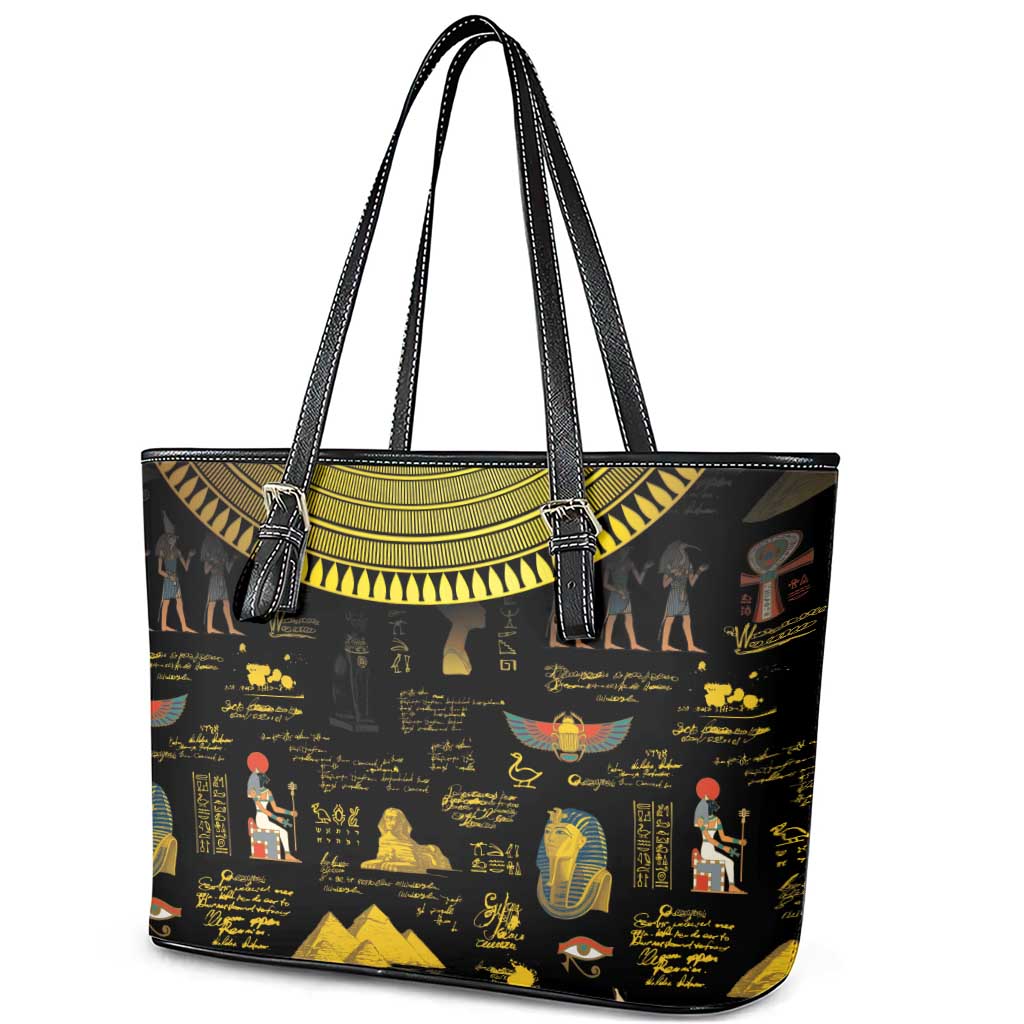 Ancient Egypt and Hieroglyphs Leather Tote Bag - Wonder Print Shop