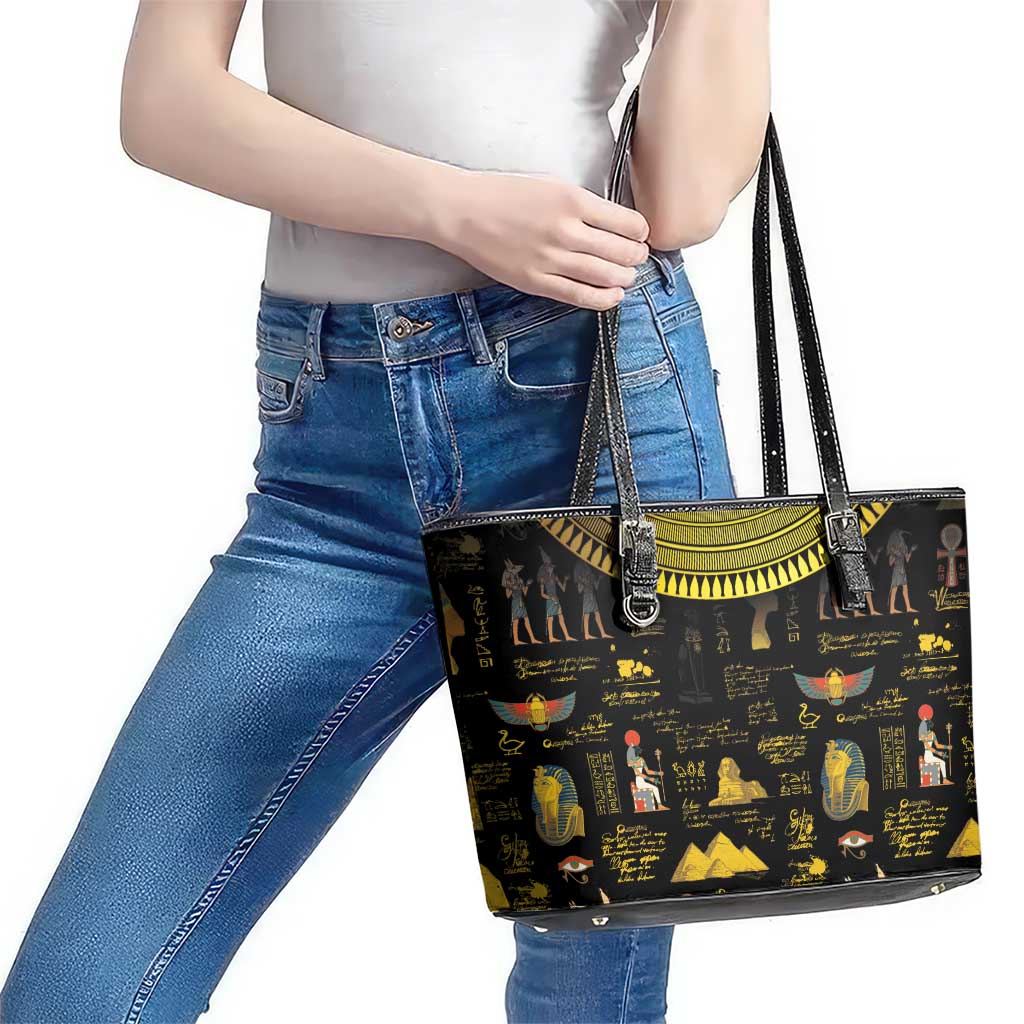 Ancient Egypt and Hieroglyphs Leather Tote Bag - Wonder Print Shop