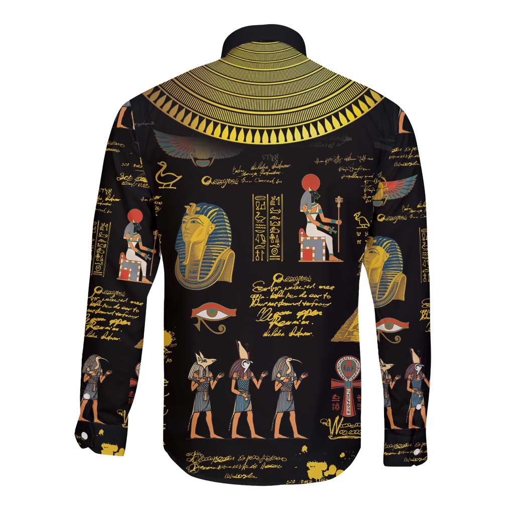 Ancient Egypt and Hieroglyphs Long Sleeve Button Shirt - Wonder Print Shop