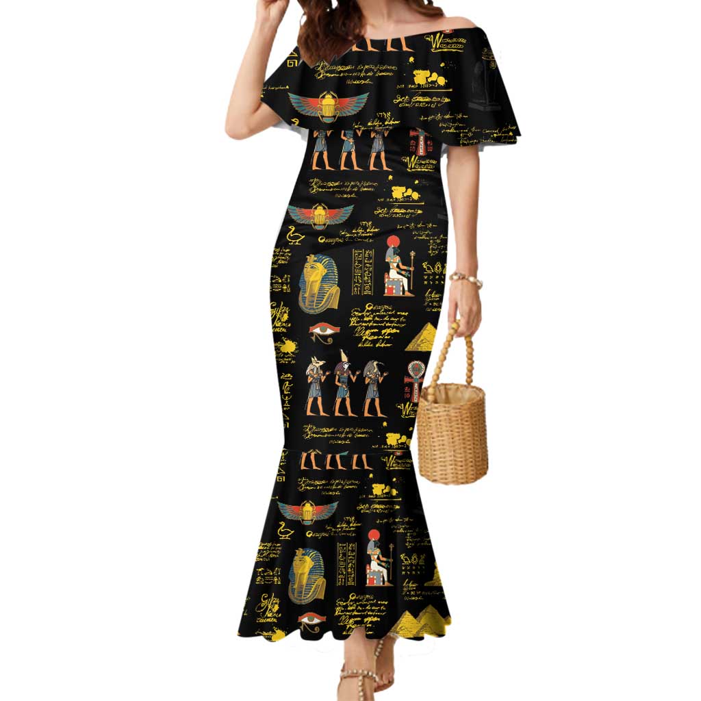 Ancient Egypt and Hieroglyphs Mermaid Dress - Wonder Print Shop