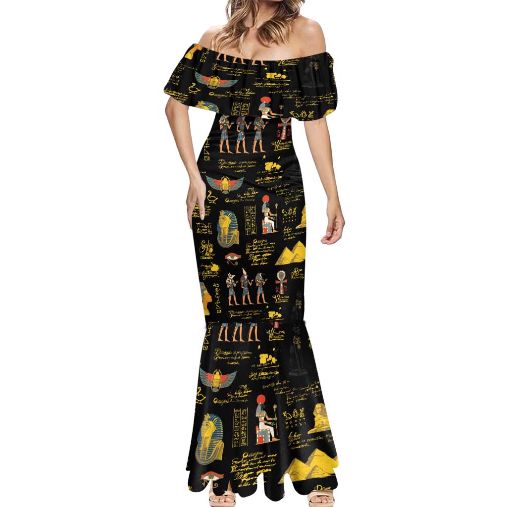 Ancient Egypt and Hieroglyphs Mermaid Dress - Wonder Print Shop