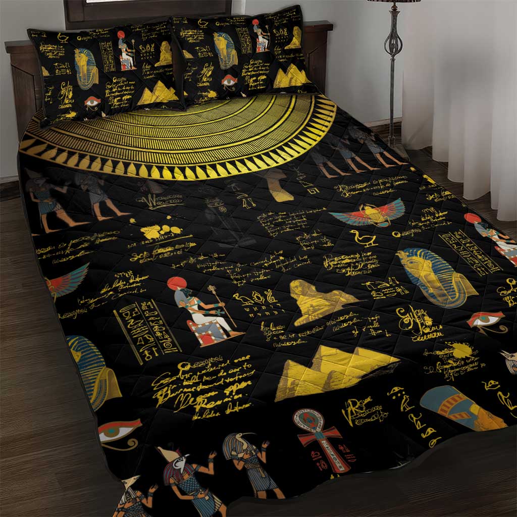 Ancient Egypt and Hieroglyphs Quilt Bed Set - Wonder Print Shop