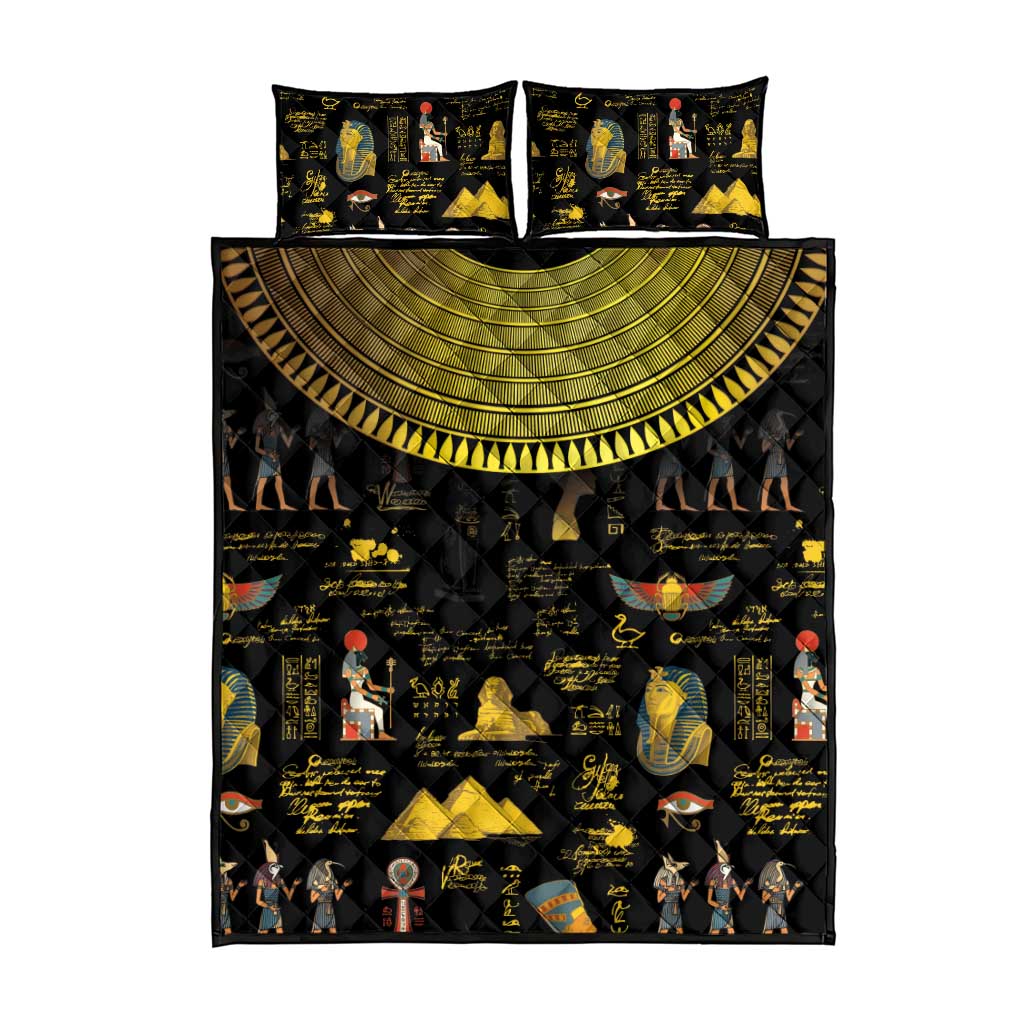 Ancient Egypt and Hieroglyphs Quilt Bed Set - Wonder Print Shop