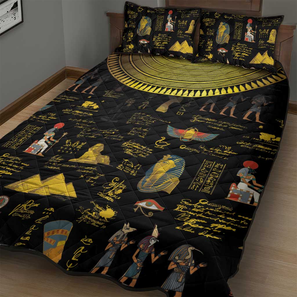 Ancient Egypt and Hieroglyphs Quilt Bed Set - Wonder Print Shop