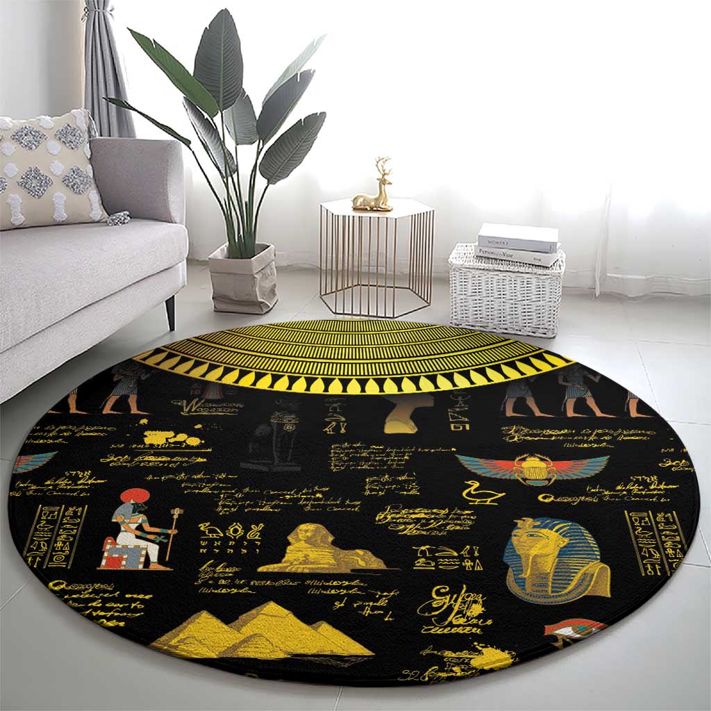 Ancient Egypt and Hieroglyphs Round Carpet
