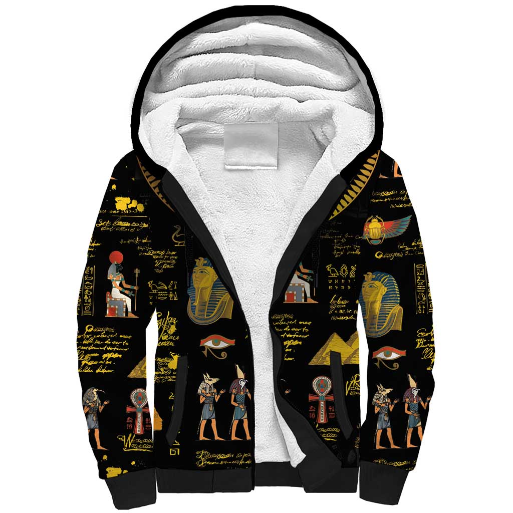 Ancient Egypt and Hieroglyphs Sherpa Hoodie - Wonder Print Shop