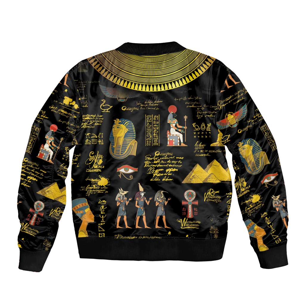 Ancient Egypt and Hieroglyphs Sleeve Zip Bomber Jacket - Wonder Print Shop