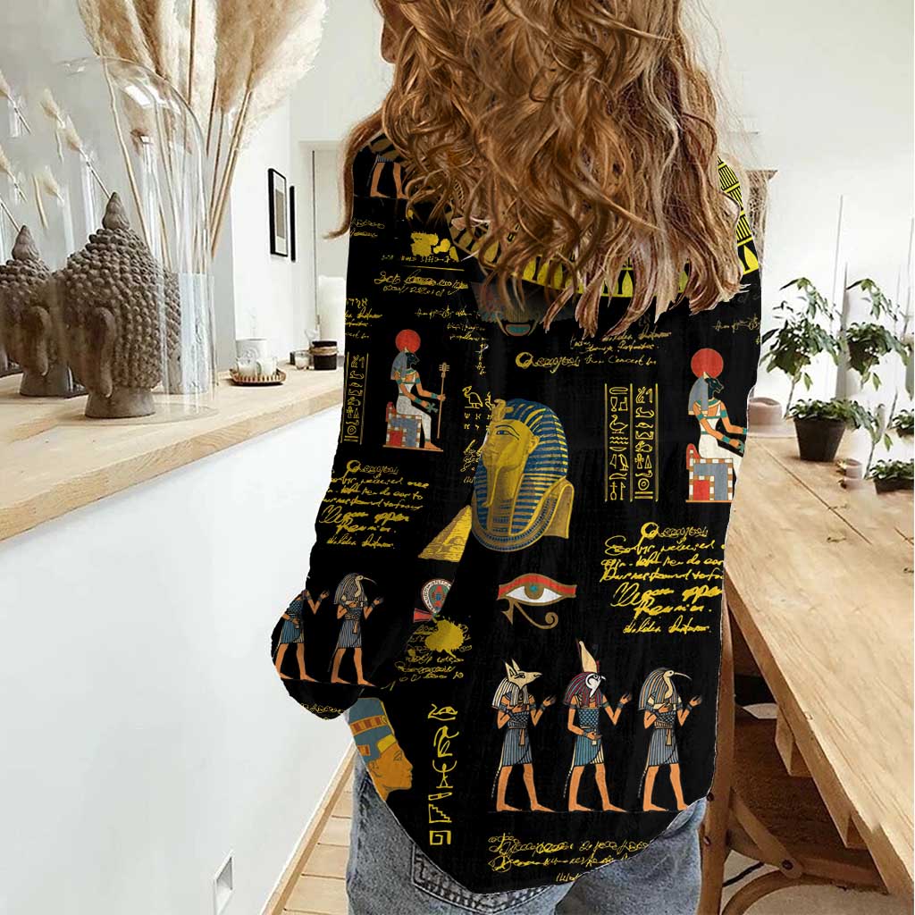 Ancient Egypt and Hieroglyphs Women Casual Shirt - Wonder Print Shop