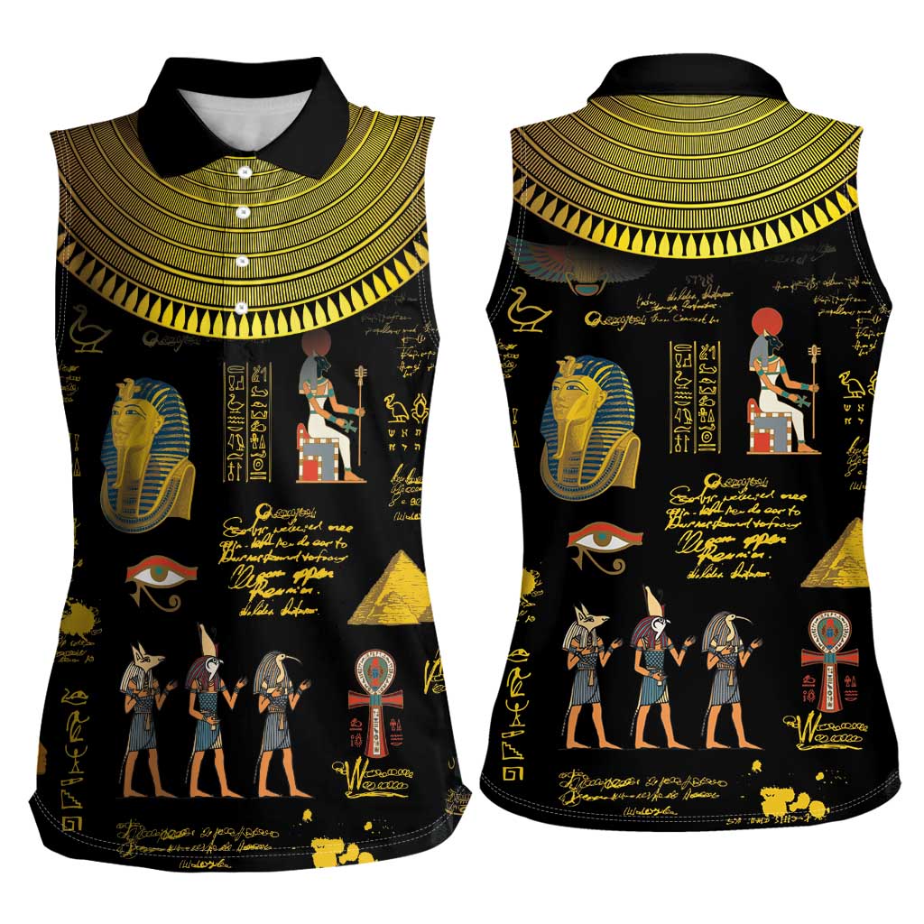 Ancient Egypt and Hieroglyphs Women Sleeveless Polo Shirt - Wonder Print Shop