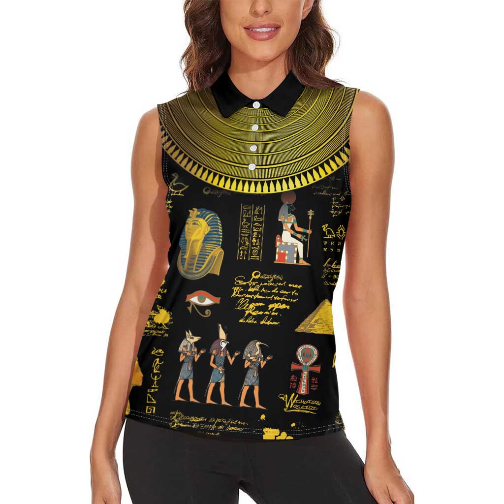 Ancient Egypt and Hieroglyphs Women Sleeveless Polo Shirt - Wonder Print Shop