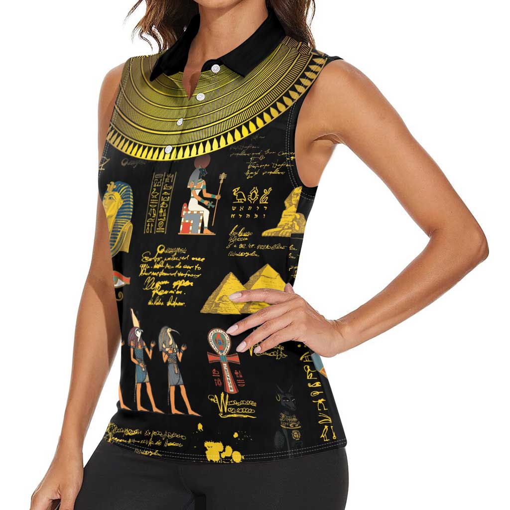 Ancient Egypt and Hieroglyphs Women Sleeveless Polo Shirt - Wonder Print Shop