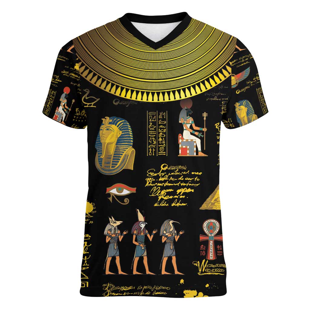 Ancient Egypt and Hieroglyphs Women V-Neck T-Shirt - Wonder Print Shop